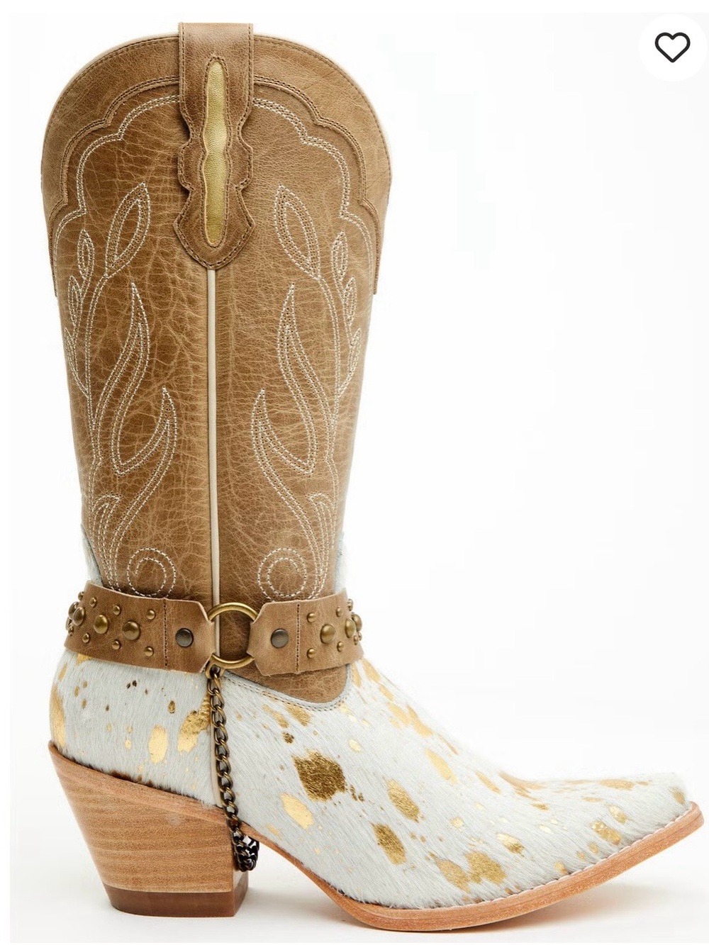Women's Tan & White Gold Speckled Cowhide Western Boot